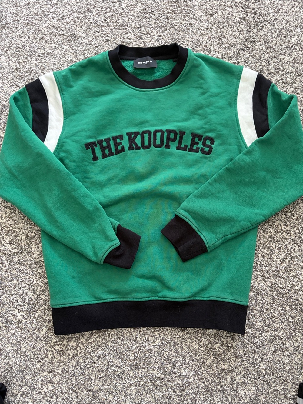The Kooples Green Crewneck Sweatshirt with Black and White Accents